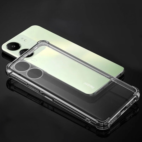 Θήκη για Xiaomi Redmi 13C, Anti-Shock, διαφανής + γυαλί 9H