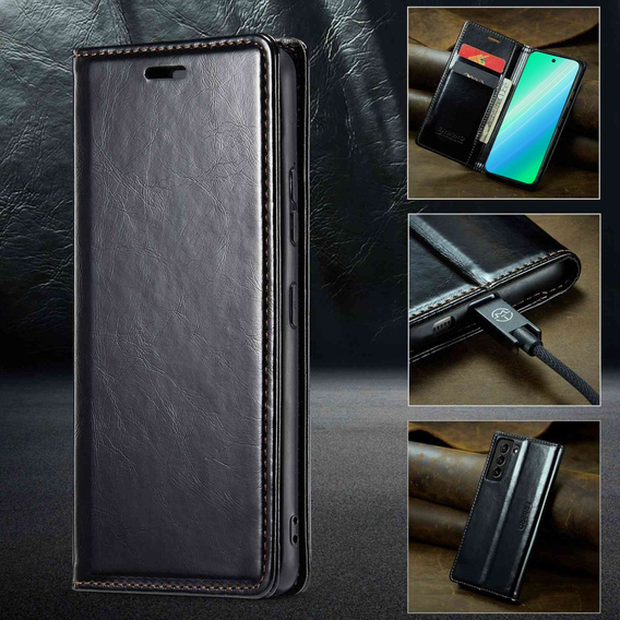 Θήκη με πτερύγιο για Samsung Galaxy S23, ERBORD Waxy Wallet, μαύρη
