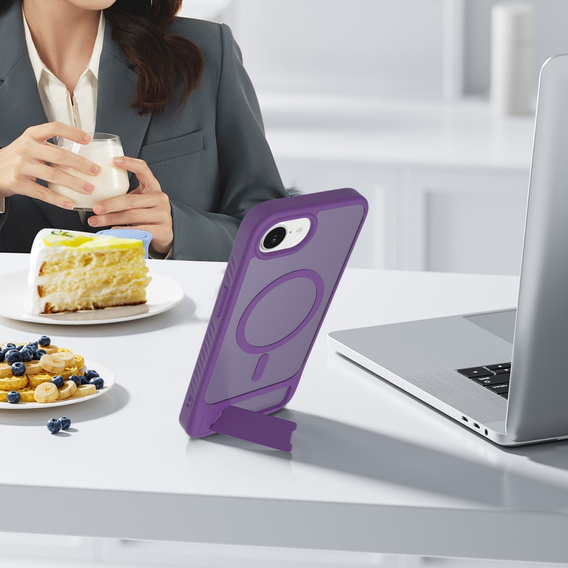 Θήκη για iPhone 16E, Kickstand Matt Case, για MagSafe, μωβ