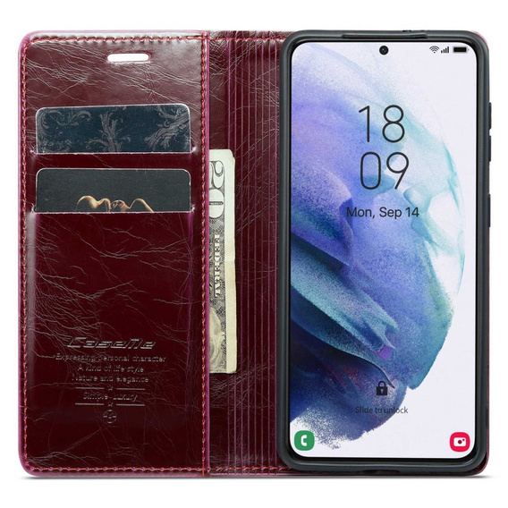 θήκη CASEME για Samsung Galaxy S21, Waxy Textured, κόκκινη