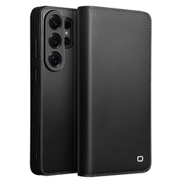 Δερμάτινη θήκη με πτυσσόμενο κάλυμμα Wallet Qialino για Samsung Galaxy S26 Ultra, μαύρη