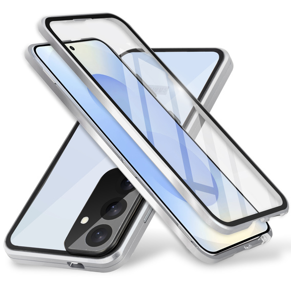 θήκη για το Samsung Galaxy S25+ Plus, Magnetic Dual Glass, ασημένια