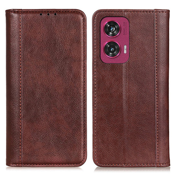 θήκη με πτερύγιο για Motorola Edge 50 Fusion 5G, Split Leather, καφέ