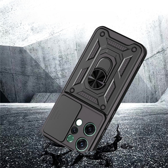 Θωρακισμένη θήκη για Oppo Reno 14, με προστασία κάμερας, με βάση, μαύρο