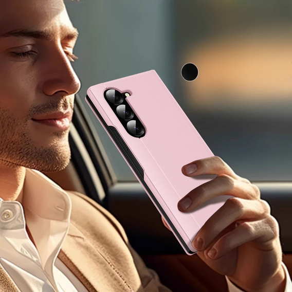 Αναδιπλούμενη θήκη για Samsung Z Fold6 5G, Smart View Wallet, ροζ