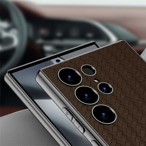 Θήκη για Samsung Galaxy S24 Ultra, GKK Woven Leather, καφές
