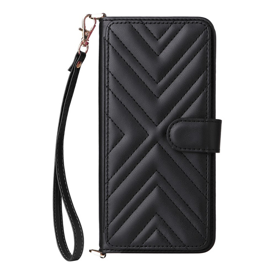 Θήκη με πτερύγιο για Xiaomi Poco F7 Pro, Crossbody Leather Wallet, μαύρη