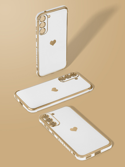 Θήκη για Samsung Galaxy S21, Electro heart, λευκή + Full Glue Ceramic Glass