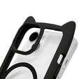 Θήκη για iPhone 13 / iPhone 14, για MagSafe, Cute Cat, μαύρη + Γυαλί οθόνης