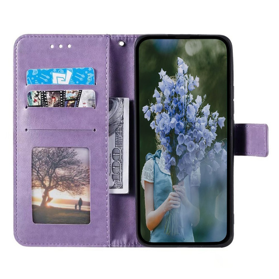 Θήκη με πτερύγιο για Motorola Moto E13, Mandala Flower, μωβ