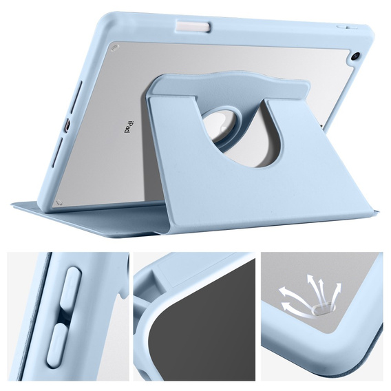 Θήκη για iPad 10.2" 2021/2020/2019 (9/8/7 gen.), με υποδοχή γραφίδας, περιστρεφόμενη κατά 360°, μπλε