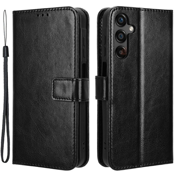 Θήκη με πτερύγιο για Samsung Galaxy A25 5G, Crazy Horse Wallet, μαύρη