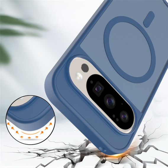 Ματ θήκη για Google Pixel 10 / 10 Pro, για MagSafe, ημιδιαφανές μπλε