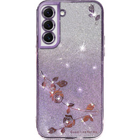 Θήκη για Samsung Galaxy S22+ Plus, Glitter Flower, μωβ