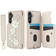 θήκη για Samsung Galaxy A55 5G, Leather Flower Card Slot, μπεζ