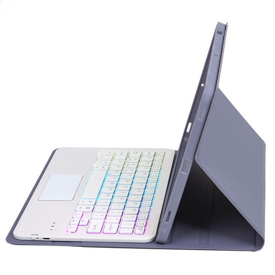 Θήκη με φωτιζόμενο πληκτρολόγιο bluetooth touchpad για iPad 10.9" 2022 (10 gen.), μωβ