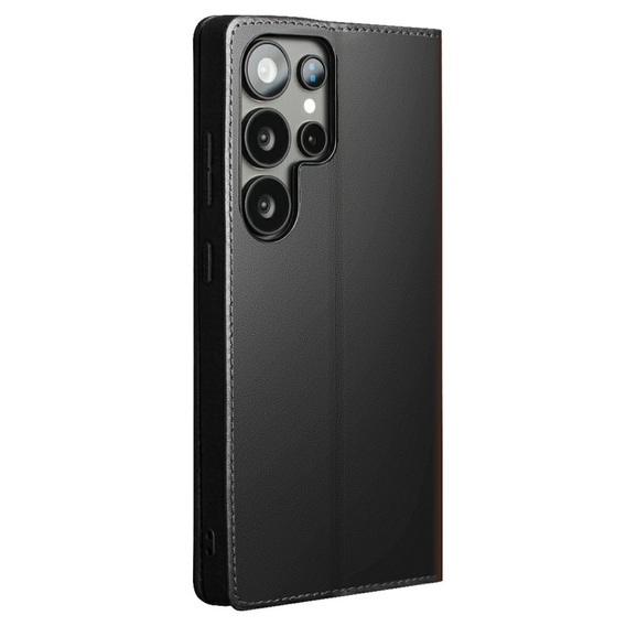 θήκη flip για Samsung Galaxy S25 Ultra, QIALINO Leather Wallet, μαύρη