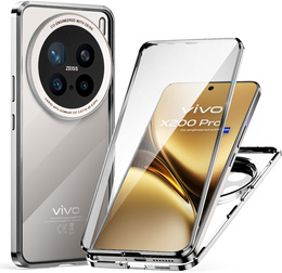 θήκη για το Vivo X200 Pro 5G, Magnetic Dual Glass, ασημένια