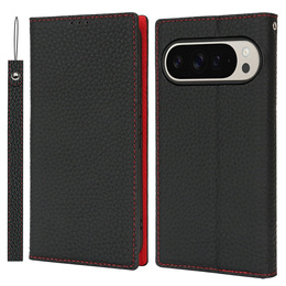 Θήκη με πτερύγιο για Google Pixel 10 Pro XL, δέρμα Litchi Grain, μαύρο