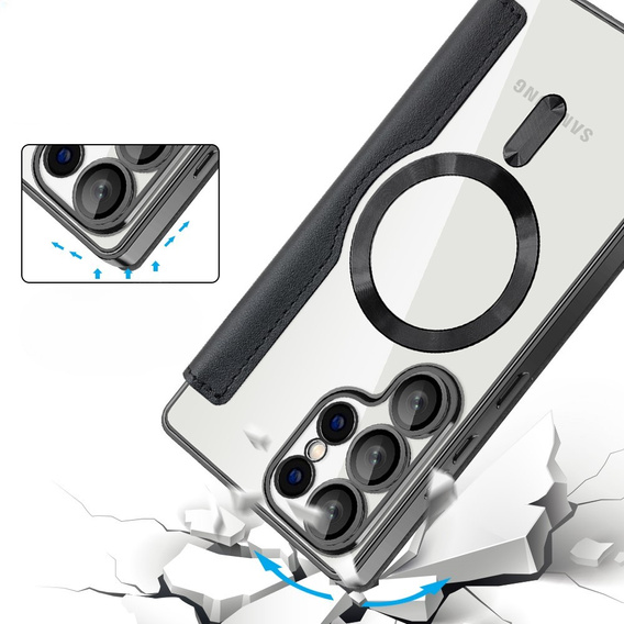 Θήκη με πτερύγιο για Samsung Galaxy S25 Ultra, RFID Rhombus Wallet MagSafe CamShield, μαύρη
