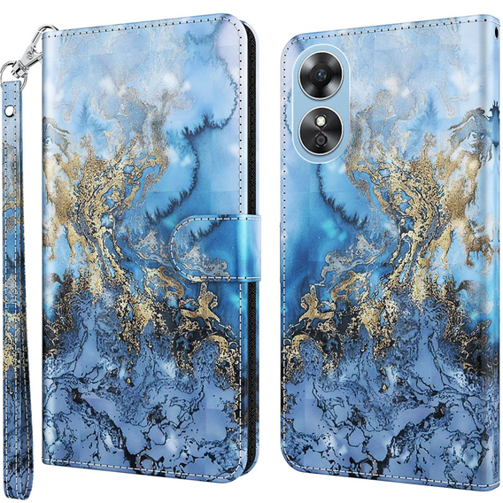 Θήκη με πτερύγιο για Oppo A17, Wallet, Marble μπλε