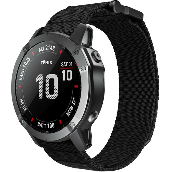 Pasek nylonowy do Garmin Fenix 7/Fenix 6 Pro/Forerunner 935/945/955 22mm, Black