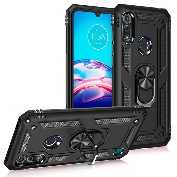 θωρακισμένη θήκη για Motorola Moto E6S, Nox Case Ring, μαύρη