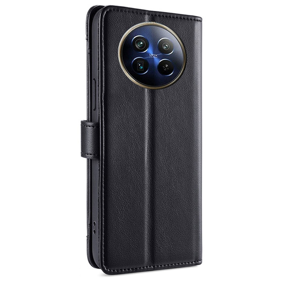 Θήκη με πτερύγιο για Realme 12, Wallet Zipper Pocket, μαύρη