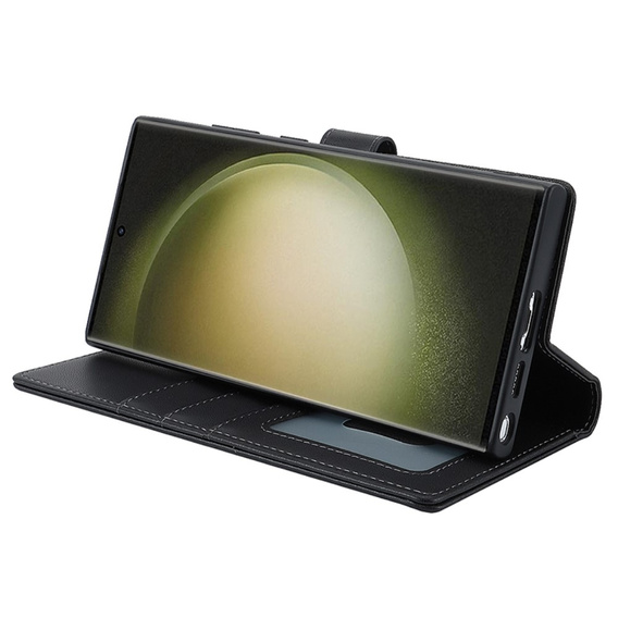 Θήκη με πτερύγιο για Samsung Galaxy S23 Ultra, πορτοφόλι, για MagSafe, μαύρη