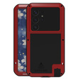 Love Mei Θήκη για Samsung Galaxy S25 Ultra, armored with glass, κόκκινη