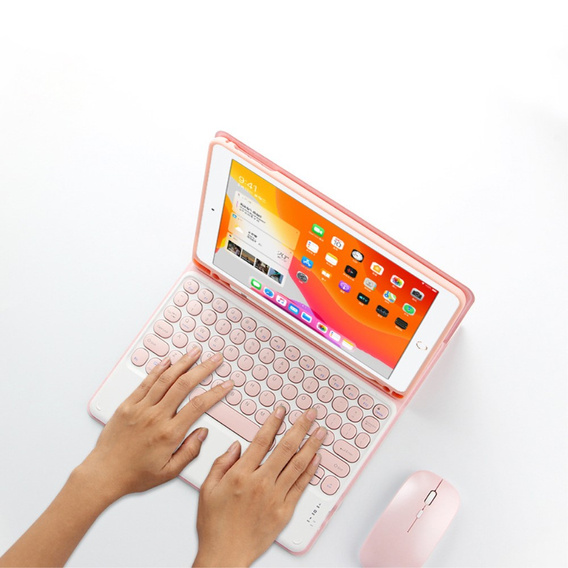 Θήκη + πληκτρολόγιο iPad Pro 11 2021 / 2018, iPad Air 10.9 4 2020 / 5 2022, Pen Slot, ροζ rose gold