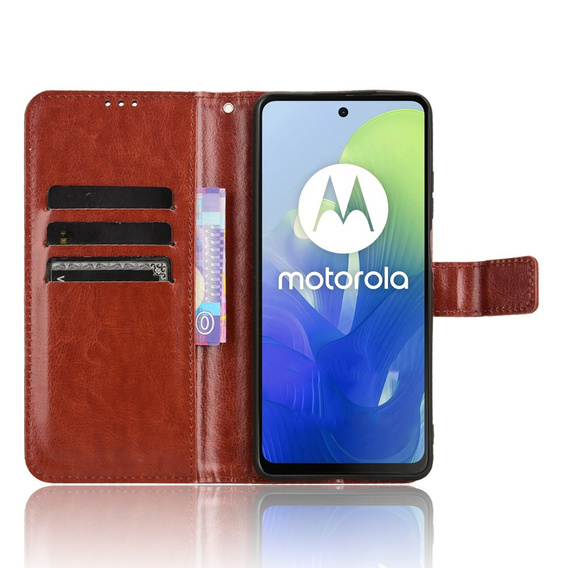 Θήκη με πτερύγιο για Motorola Moto G24 / G24 Power / G04, Crazy Horse Wallet, καφέ