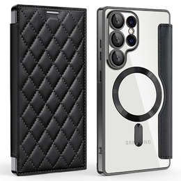 Θήκη με πτερύγιο για Samsung Galaxy S25 Ultra, RFID Rhombus Wallet MagSafe CamShield, μαύρη