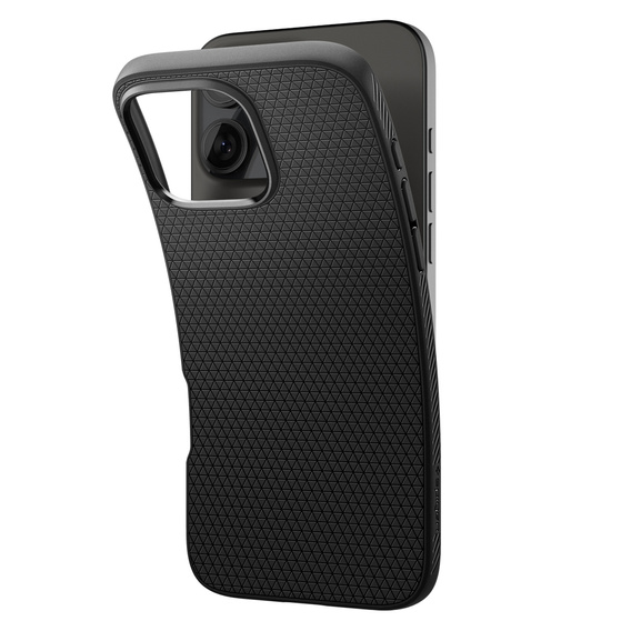 θήκη Spigen για iPhone 16 Pro Max, Liquid Air, μαύρη + μετριασμένο γυαλί 9H