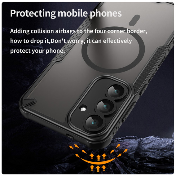Θωρακισμένη θήκη για Samsung Galaxy S25 FE, για MagSafe, μαύρο ματ