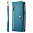 Θήκη με πτερύγιο για Samsung Galaxy S25, Wallet Zipper Pocket, μπλε