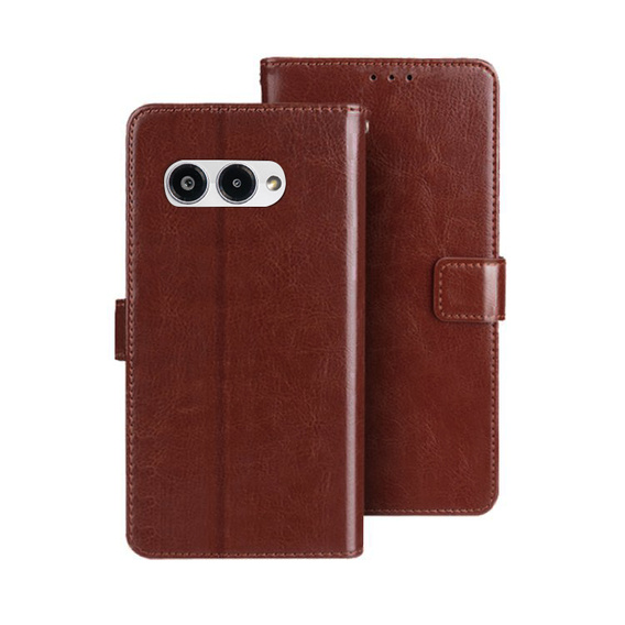 Θήκη με πτερύγιο για T Phone 3 5G, Crazy Horse Wallet, καφέ
