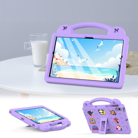 Παιδική θήκη για Samsung Tab A8 X200 / X205, Cute Patterns, με βάση, μωβ