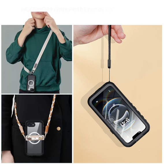 Αδιάβροχη θήκη για iPhone 16E, Redpepper, για MagSafe, μαύρη