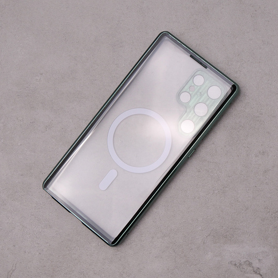 Μαγνητική θήκη MagSafe Dual Glass για Samsung Galaxy S23 Ultra, πράσινη