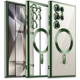 Θήκη για Samsung Galaxy S24 Ultra, Electro MagSafe, πράσινη + Πλήρης κόλλα Κεραμικό γυαλί