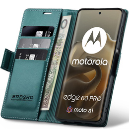 ERBORD Γυαλιστερό πορτοφόλι Litchi με πτερύγιο για Motorola Edge 60 Pro
