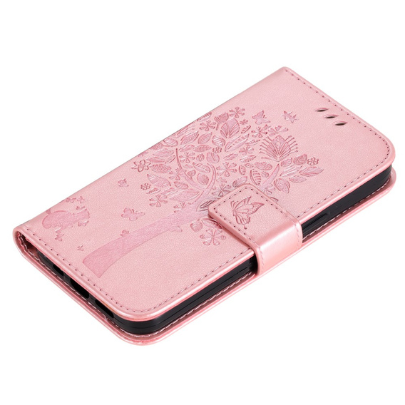 Θήκη με πτερύγιο για Xiaomi 13T / 13T Pro, δέντρο, ροζ rose gold