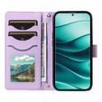 θήκη πτερύγιο για Xiaomi Redmi Note 14 Pro 5G / Xiaomi Redmi Note 14 Pro+ 5G / Xiaomi Poco X7 5G, Rhombus Crossbody Leather, μωβ