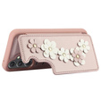 θήκη για Samsung Galaxy A55 5G, Leather Flower Card Slot, ροζ