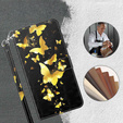 Θήκη με πτερύγιο για Oppo A17, Wallet, Butterflies χρυσή
