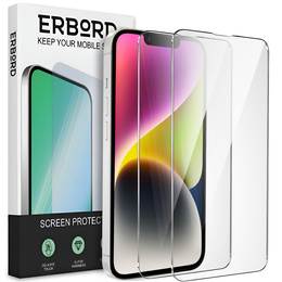2x Μετριασμένο γυαλί για iPhone 14, ERBORD 9H Hard Glass στην οθόνη