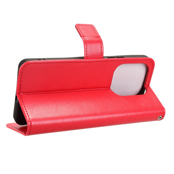 Θήκη με πτερύγιο για Xiaomi Redmi Note 14 4G, Crazy Horse Wallet, κόκκινη