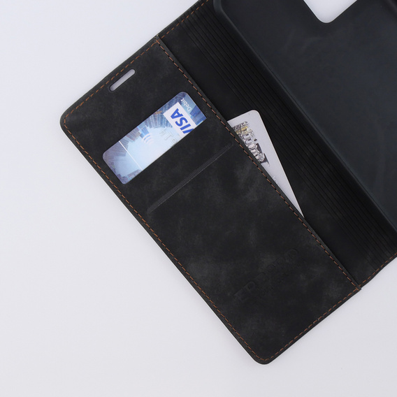 Θήκη για Xiaomi Redmi Note 12 5G / Poco X5 5G, ERBORD Vintage, πορτοφόλι με πτερύγιο, μαύρη