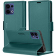 Θήκη για Oppo Reno 13, ERBORD Glossy Litchi, πορτοφόλι με πτερύγιο, πράσινη